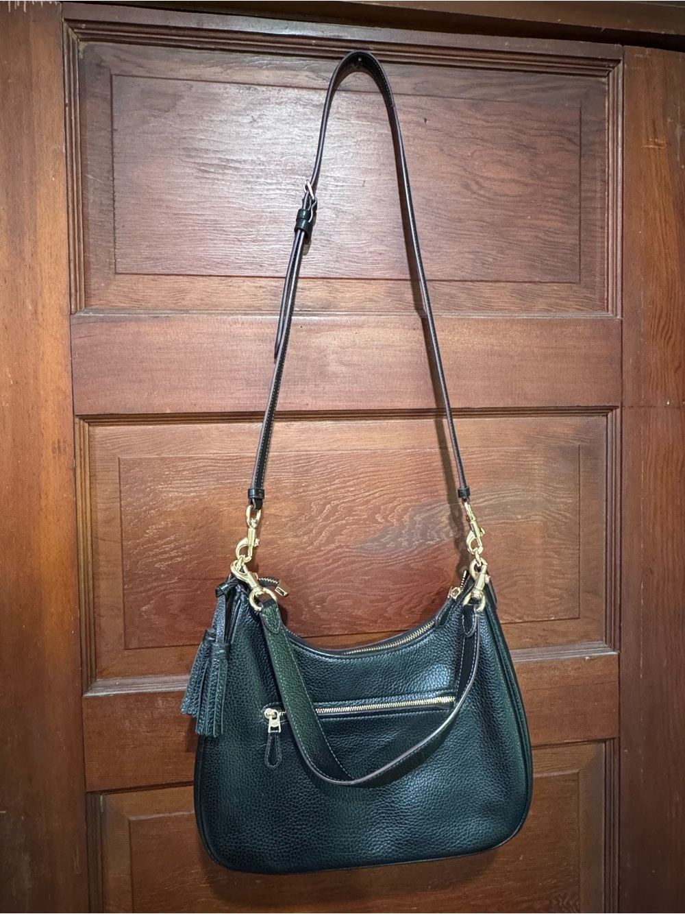 Coach Black Pebbled Leather Shoulder Bag with Gold Hardware - Picture 2 of 5
